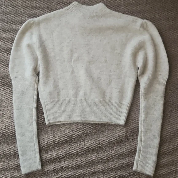 Madewell Off-white Alpaca-blend Mockneck Puff Sleeve Sweater Size Small, NWT - Picture 5 of 9